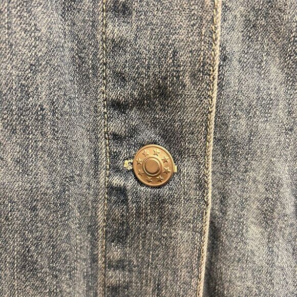 Vtg Maurices Women’s Large Denim Button Front Long Shirt Chore Jacket Pockets - Picture 3 of 6